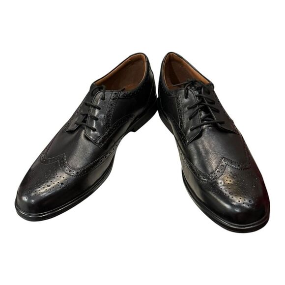 New Clarks Gabson Limit Men\'s Black Leather Oxford Dress Shoes 12 12W Wide